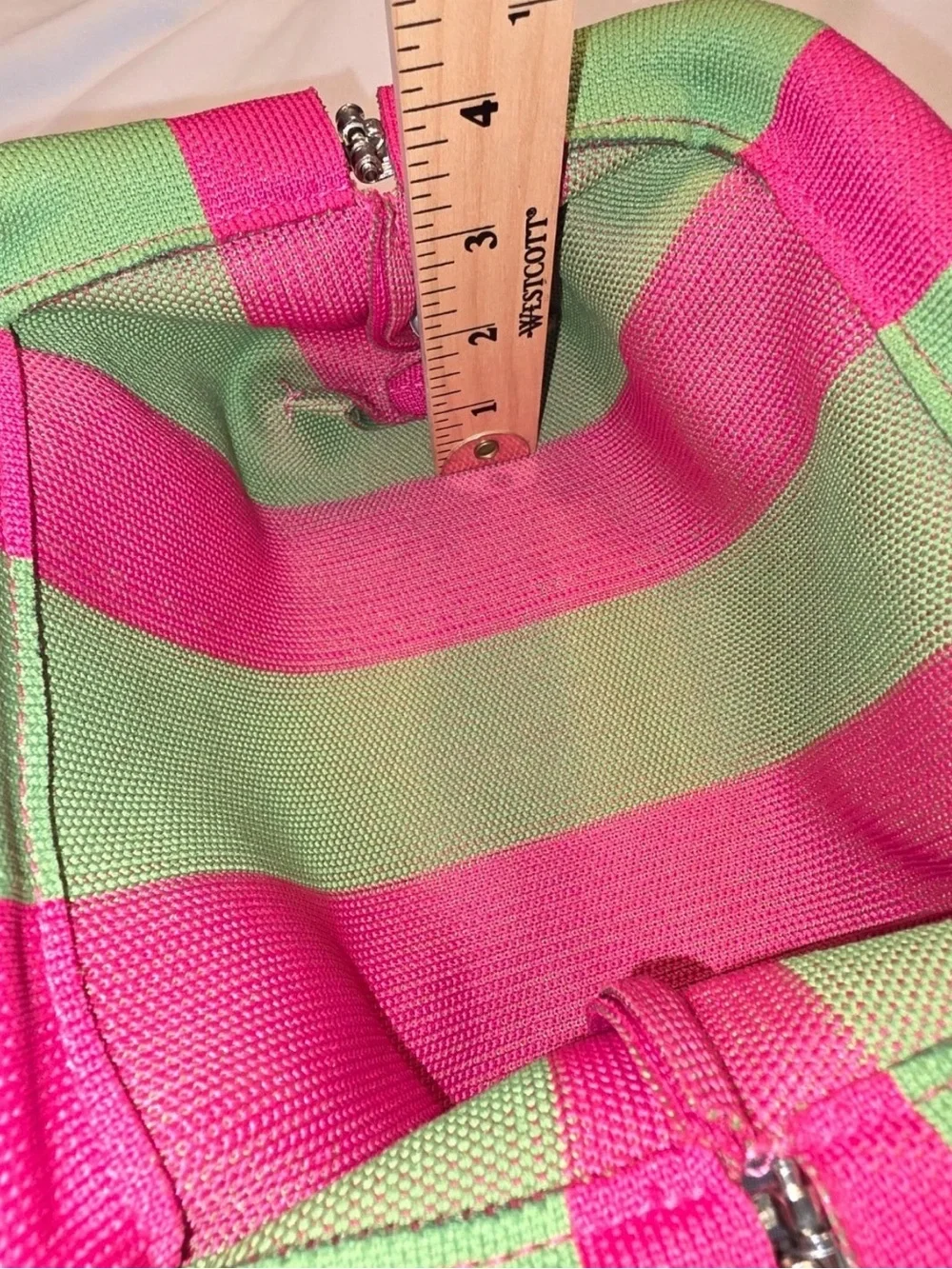 Wicked Clutch Purse Pouch Dumpling Bag Stripes Pink Green Travel Organizer